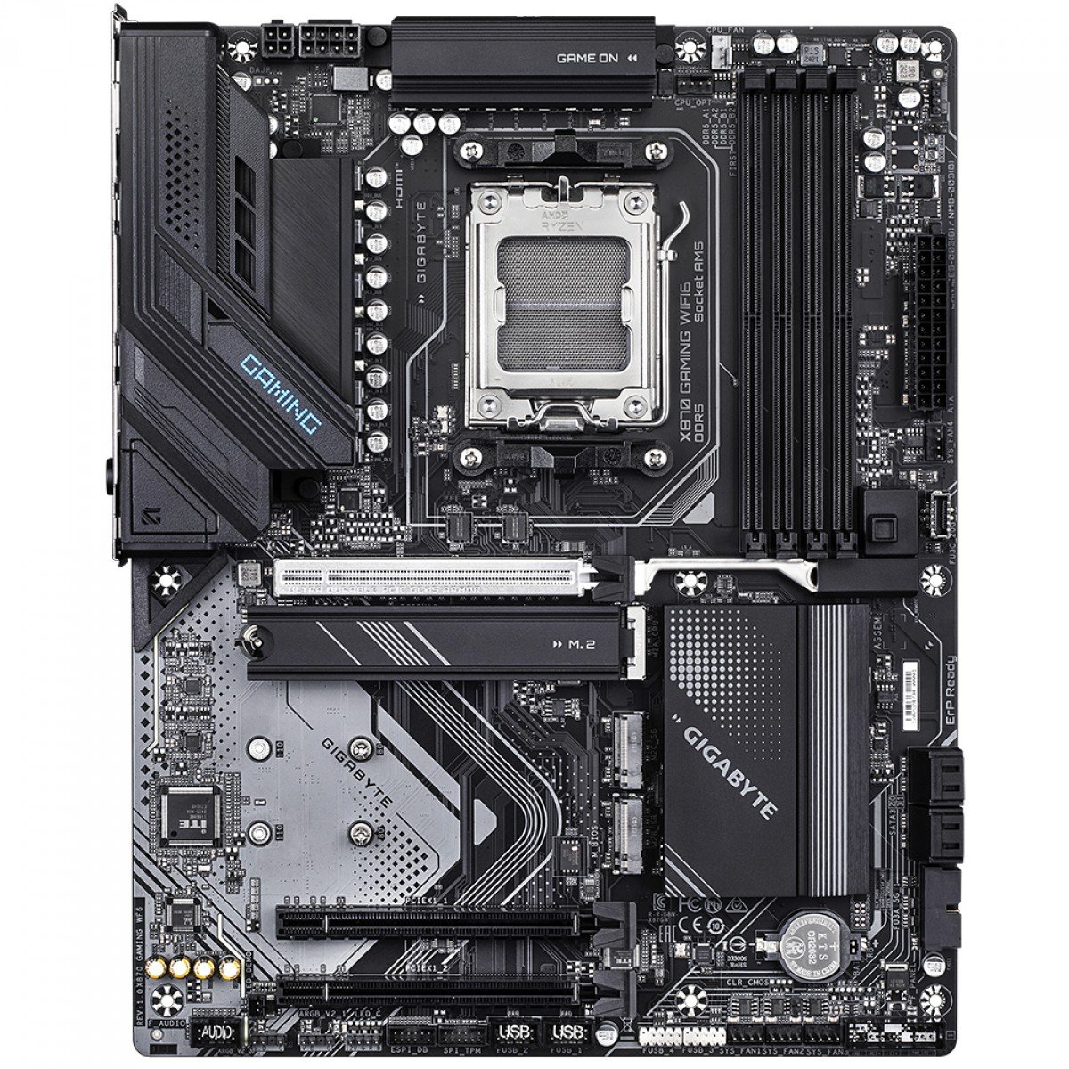 Placa Mãe Gigabyte X870 Gaming WiFi6 e Bluetooth, AMD AM5, ATX, DDR5, 3 slots M2 - Imagem 2