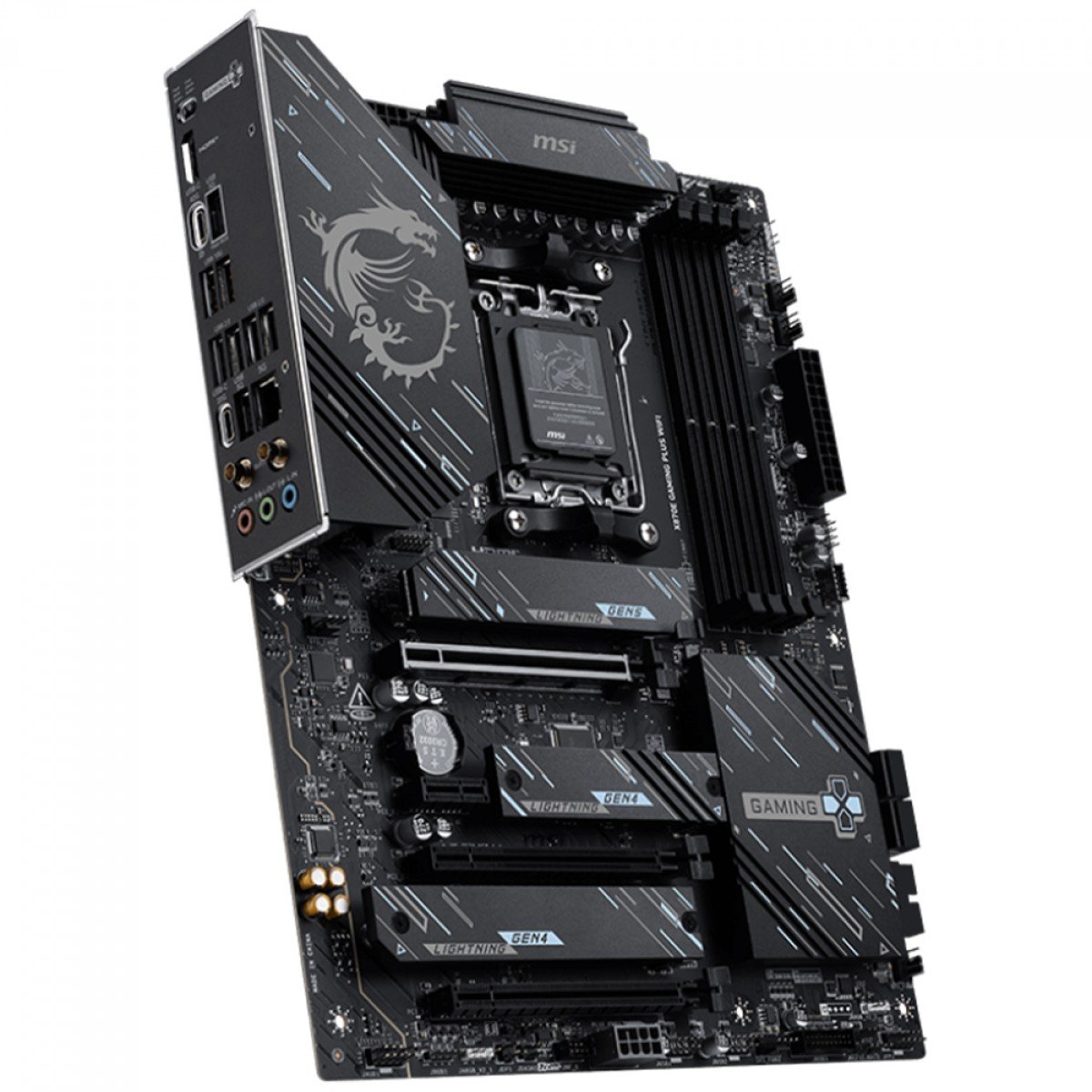 Placa Mãe MSI X870E Gaming PLUS WIFI 7 e Bluetooth, AMD AM5, ATX, 3x slots M2, 4x slots DDR5 - Imagem 3