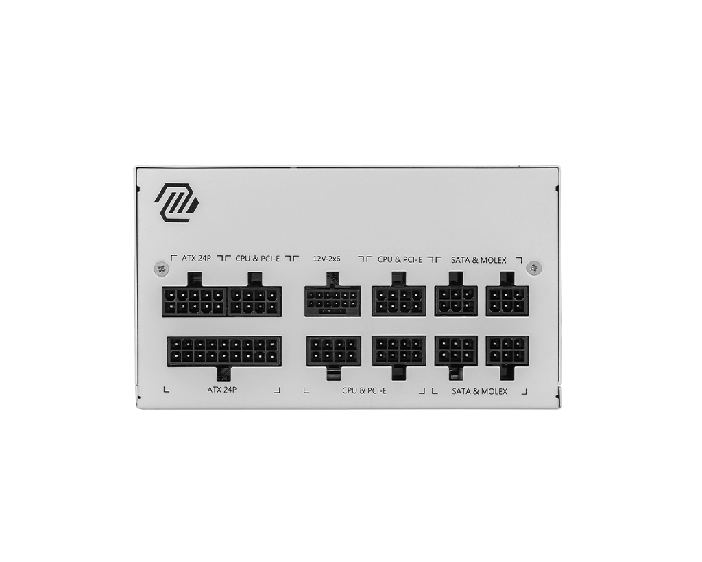 Fonte 850W Branca MSI MAG A850GL, 80 Plus Gold, Modular, PFC Ativo, ATX 3.1, PCIE 5.1 - Imagem 4