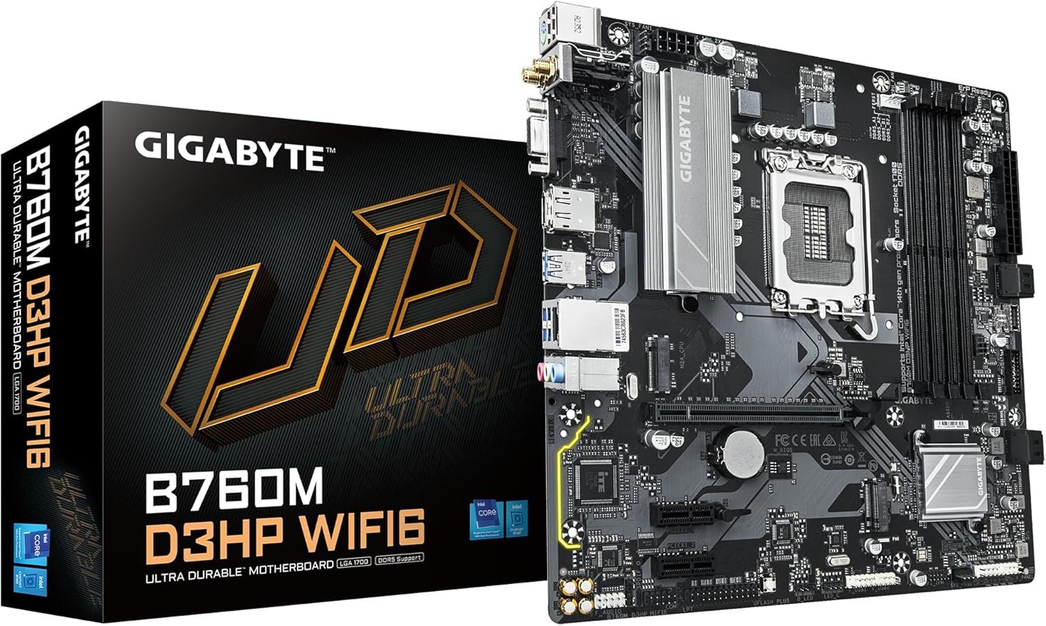 Placa Mãe Gigabyte B760M D3HP WIFI6 (Intel LGA 1700/4xDDR5/HDMI/DP/VGA/M.2/USB 3.2)