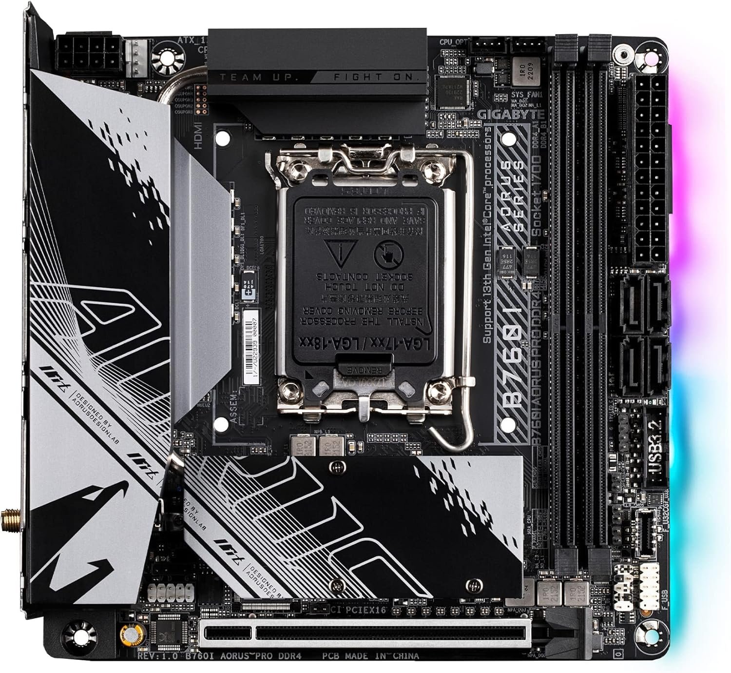 Placa Mãe Mini ITX B760I Aorus Pro DDR4, Wifi e Bluetooth, Intel LGA 1700 - Imagem 2