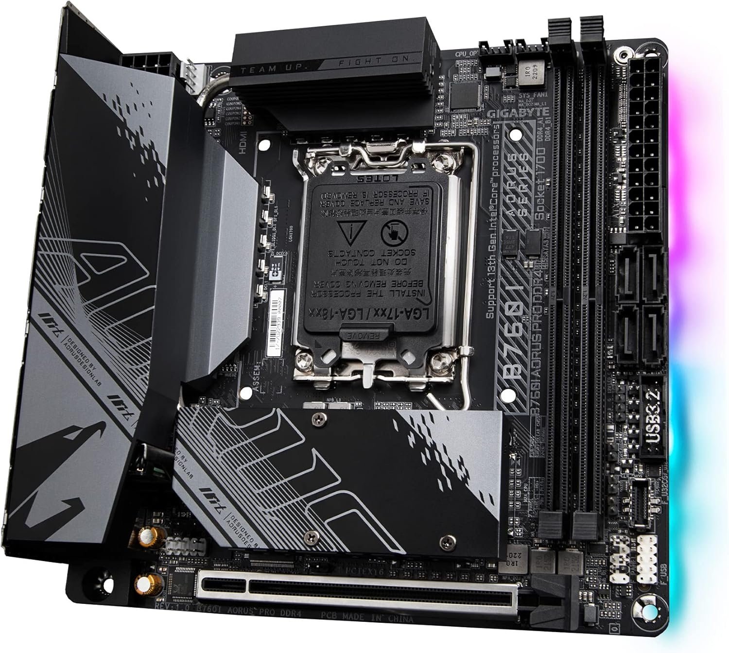 Placa Mãe Mini ITX B760I Aorus Pro DDR4, Wifi e Bluetooth, Intel LGA 1700 - Imagem 3