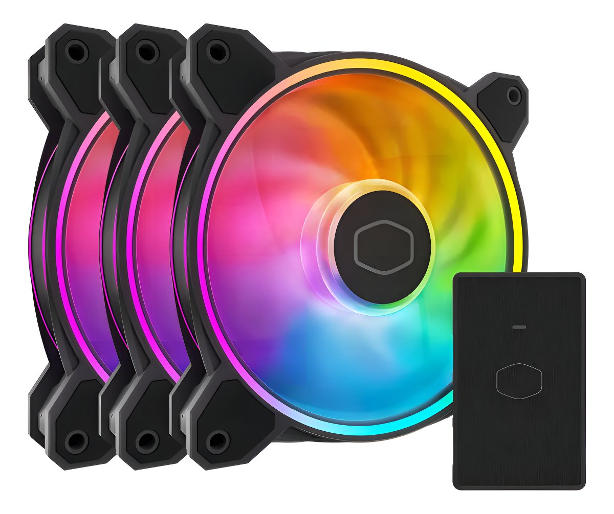 Kit Ventoinhas Cooler Master MF120 Halo 2, ARGB, 3x120mm, Preto, MFL-B2DN-213P2-R2