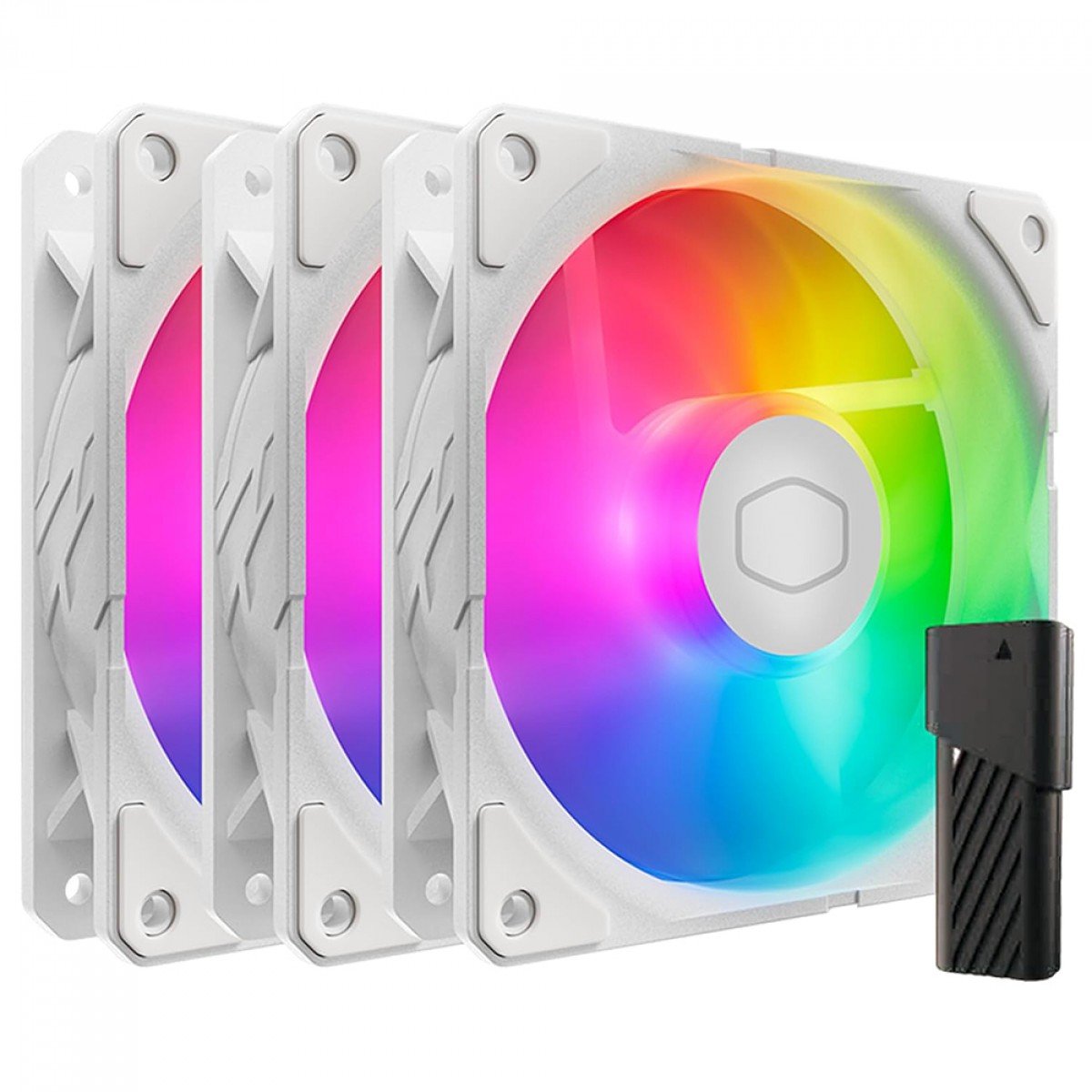 Kit Fan Com 3 Unidades Cooler Master SickleFlow Edge Branco, ARGB, 120mm, Com Controladora - MFX-B2DW-253P2-R2