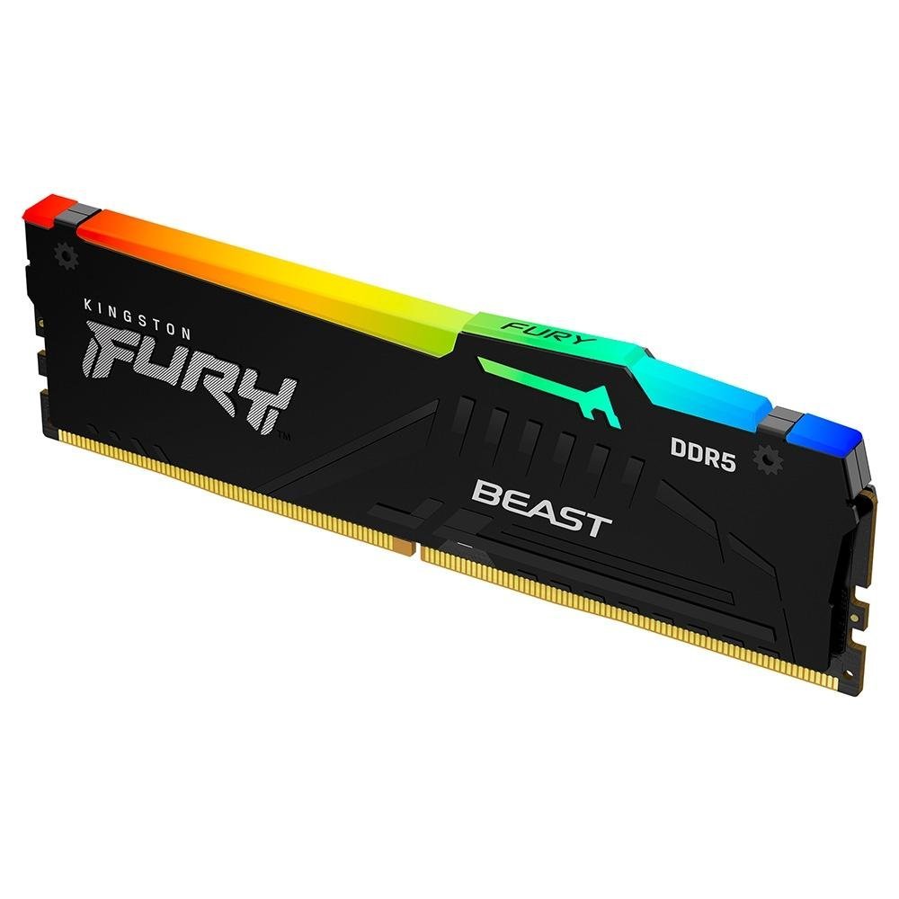 Memória RAM DDR5 32GB, 5600Mhz, Kingston Fury Beast, RGB, Preta, Intel XMP - KF556C40BBA-32 - Imagem 2