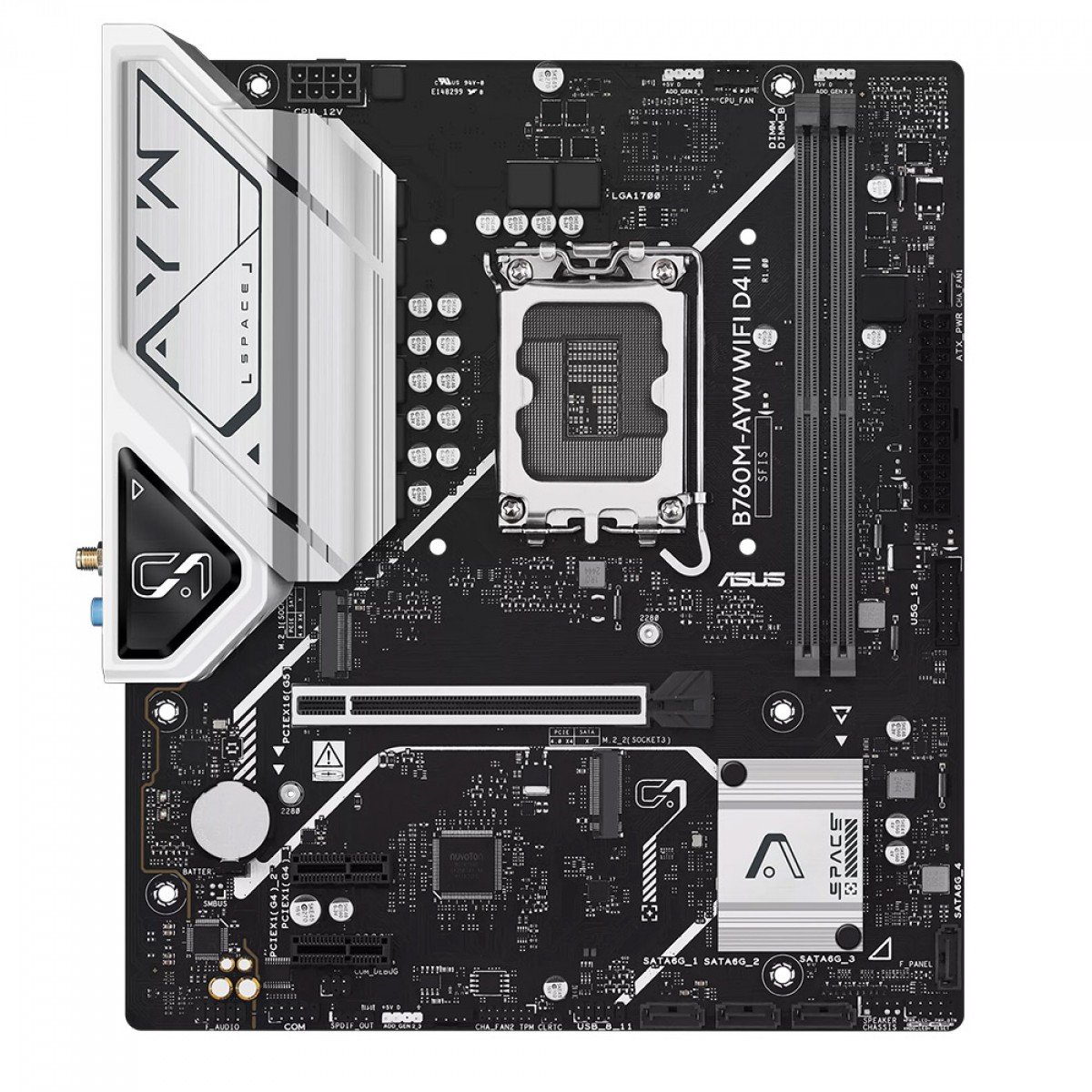 Placa Mãe Asus B760M AYW WIFI6 e Bluetooth D4 II, Intel LGA 1700, mATX, DDR4, 90MB1MG0-M0EAY0 - Imagem 2