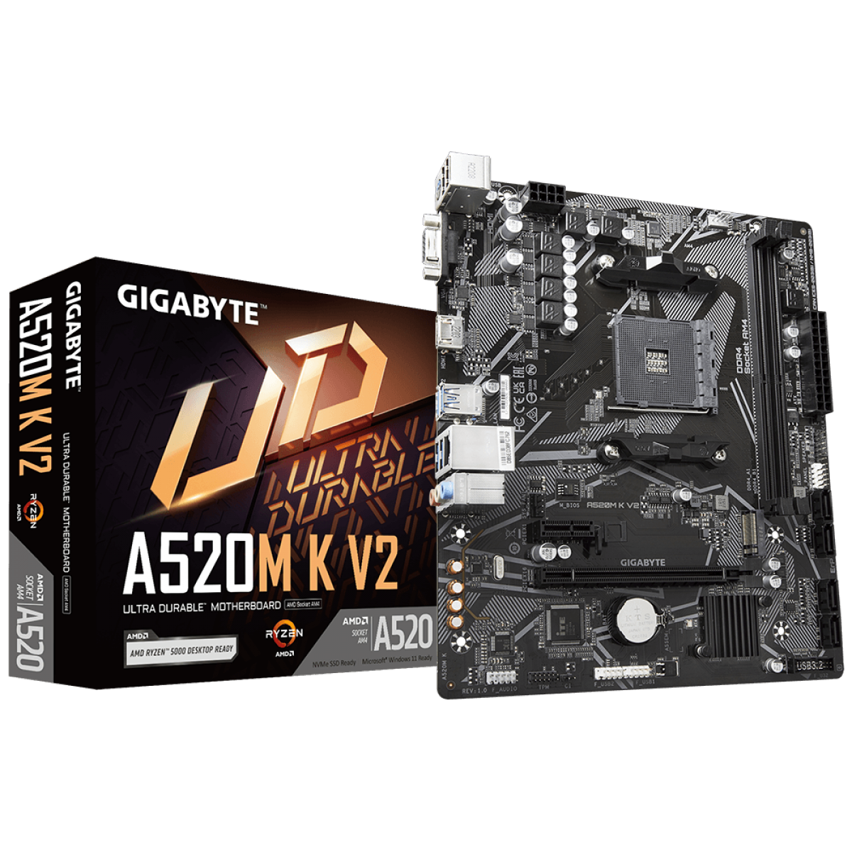 Placa Mãe Gigabyte A520M K V2, AMD AM4, MATX, DDR4