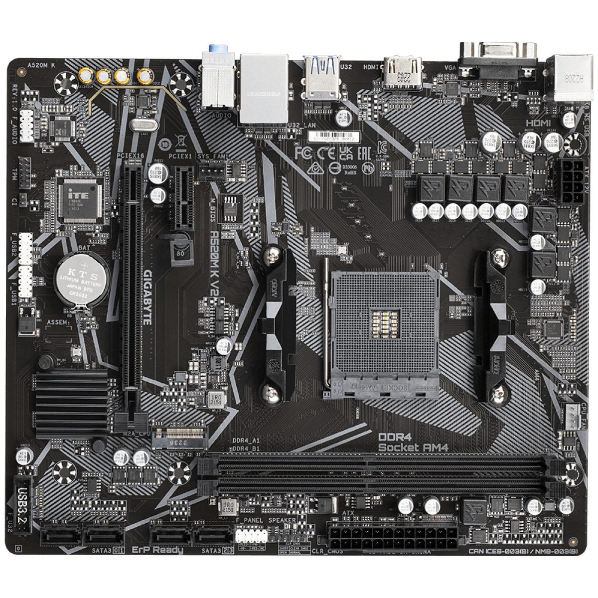 Placa Mãe Gigabyte A520M K V2, AMD AM4, MATX, DDR4 - Imagem 4