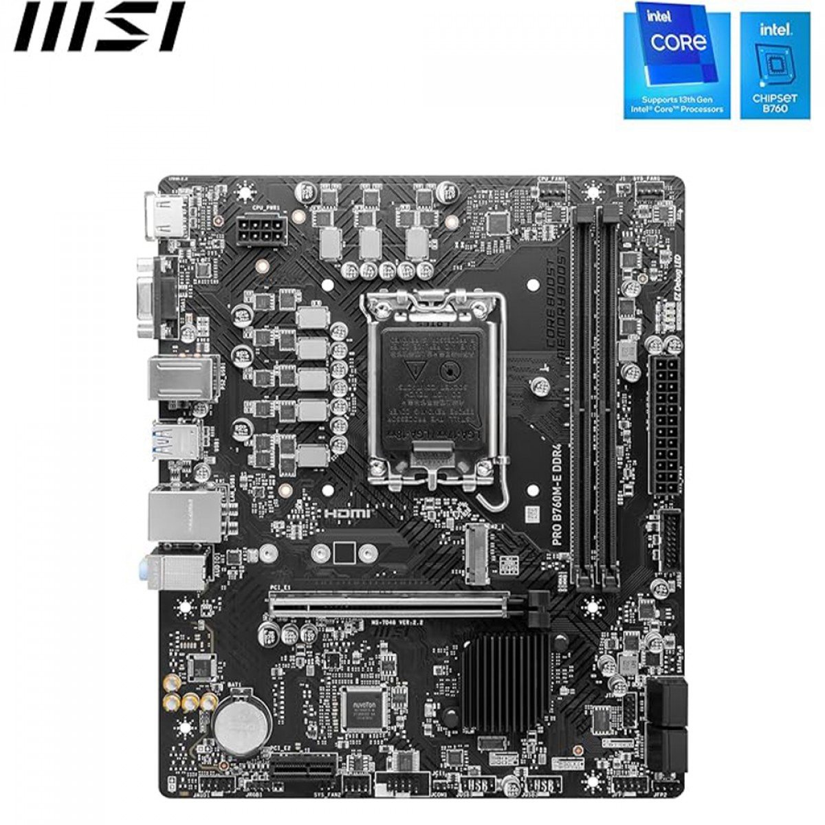 Placa Mãe MSI PRO B760M-E DDR4, Intel LGA 1700, MATX - Imagem 2