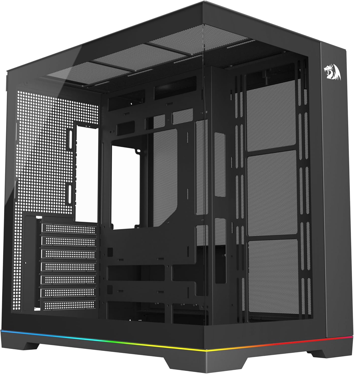 Gabinete Gamer Redragon Scalpel ARGB Preto ATX Aquário com Fita de LED Sem Fans USB 3.0 GC-628