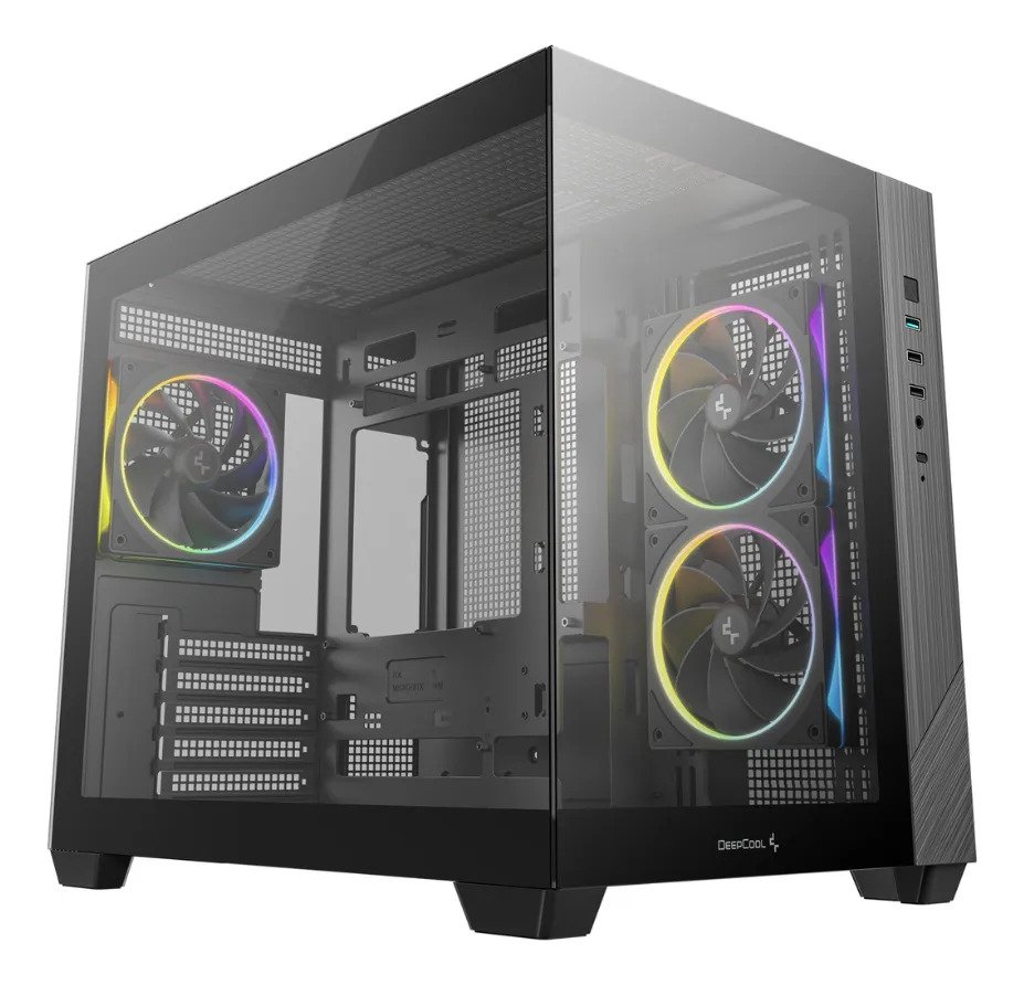 Gabinete Deepcool CG330 MicroATX Aquário Com 3 Fans ARGB Preto