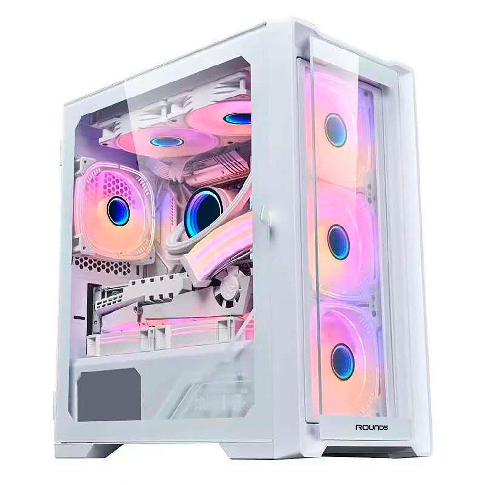 Gabinete Gamer Round5 Astra, Mini Tower, M-ATX, Lateral Vidro, Branco, SEM FANS - R5-ASTRA-W-2186