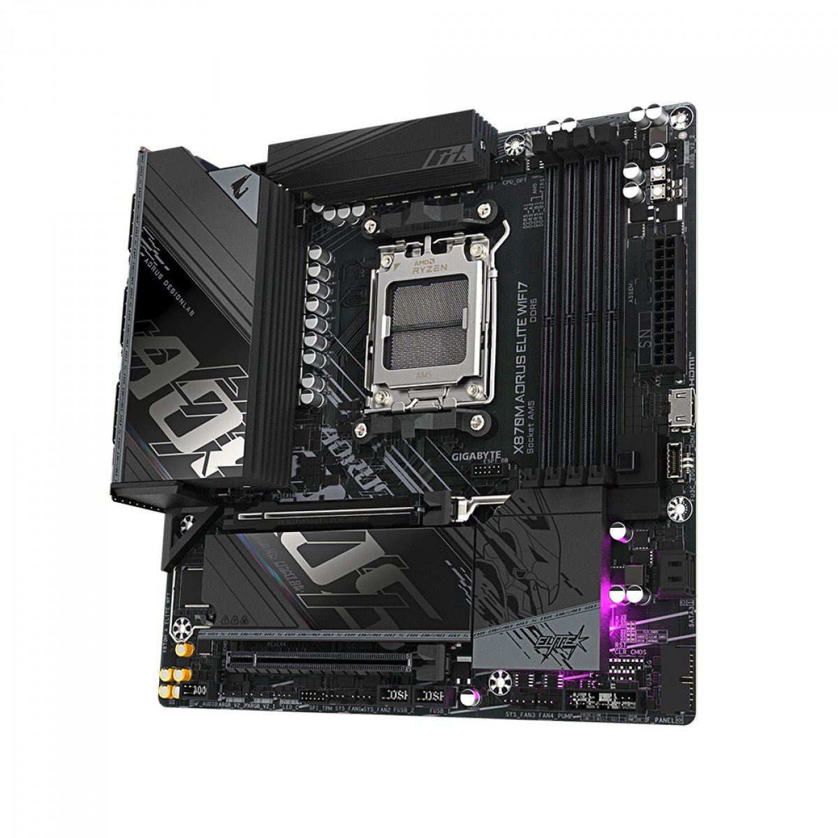 Placa Mãe X870M AORUS ELITE WIFI7, AMD AM5, M-ATX, DDR5 - Imagem 4