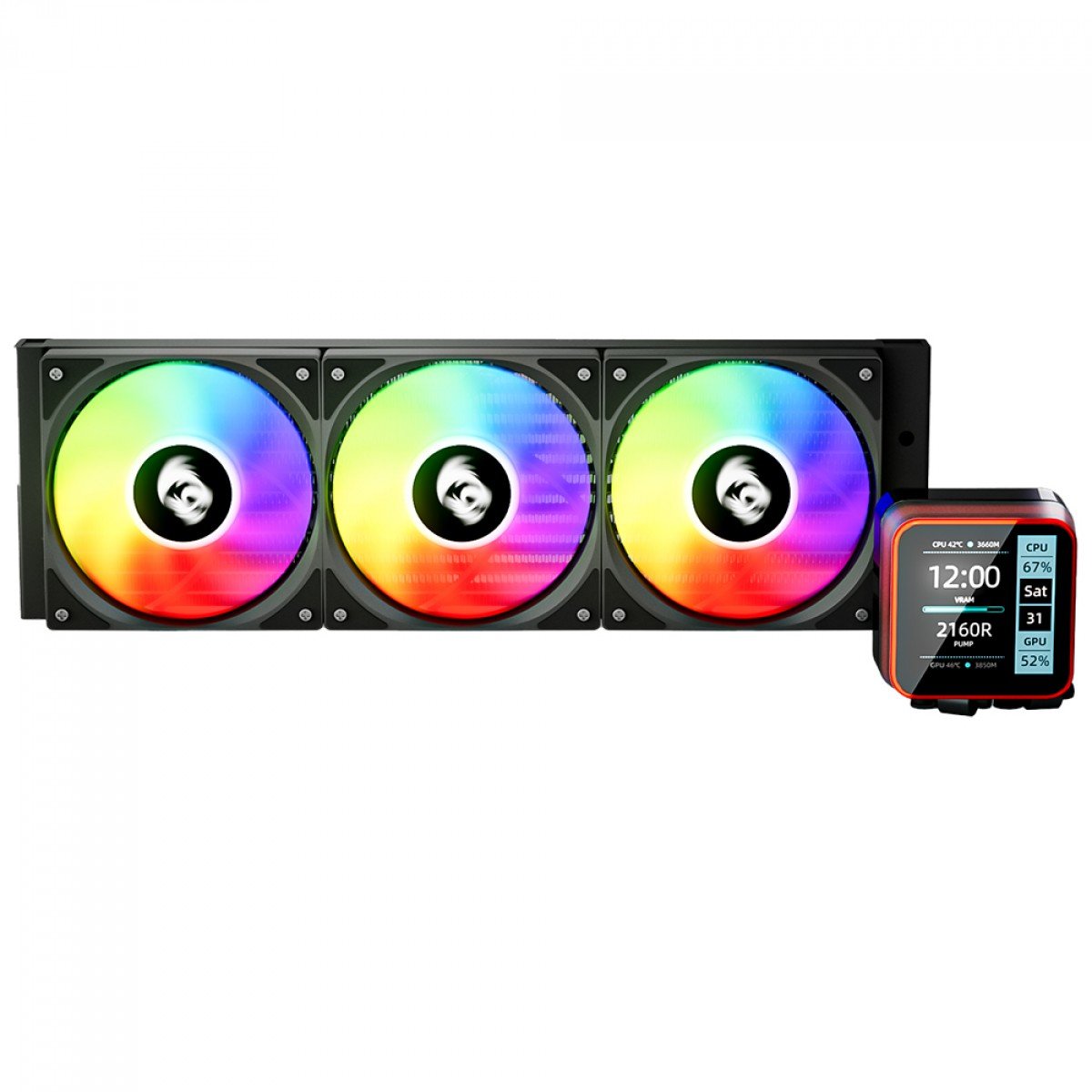 Water Cooler Redragon CCW-3015R, ARGB, 3 fans 360mm, Com Display LCD, Intel-AMD, Preto - Imagem 4