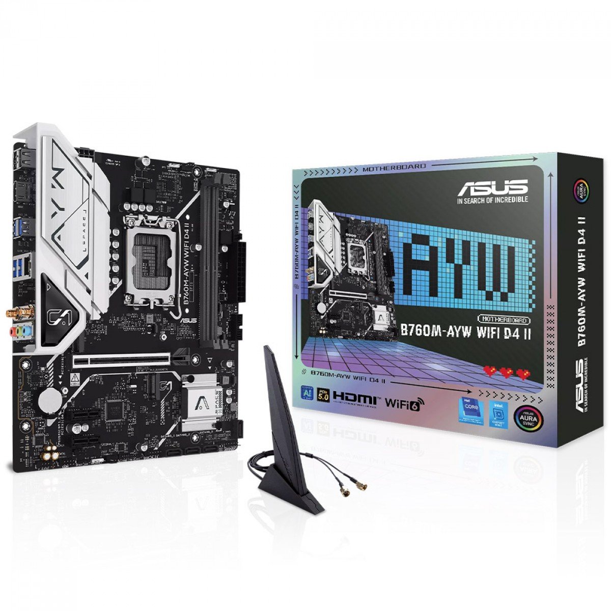 Placa Mãe Asus B760M-AYW WIFI D4 II, Intel LGA 1700, mATX, DDR4