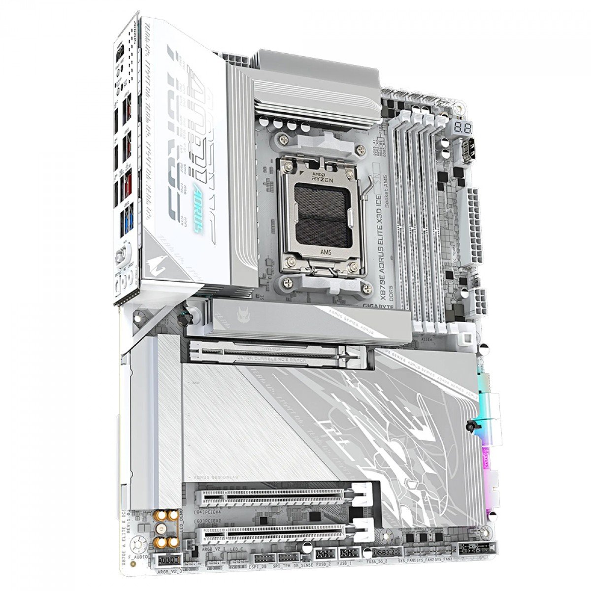 Placa Mãe Branca X870E AORUS ELITE X3D ICE WIFI 7 (AM5/4xDDR5/HDMI/DisplayPort/M.2/USB 4) - Imagem 3