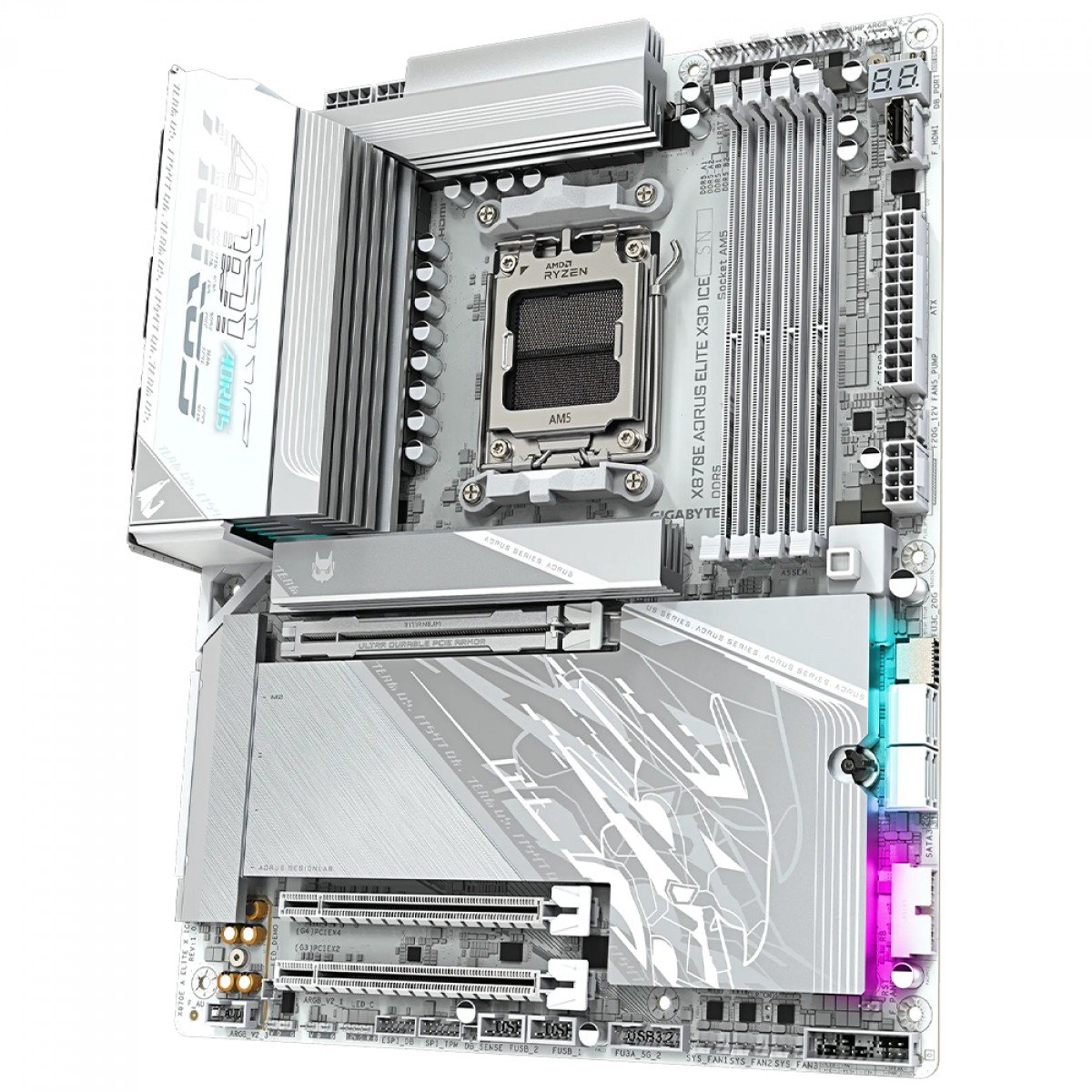 Placa Mãe Branca X870E AORUS ELITE X3D ICE WIFI 7 (AM5/4xDDR5/HDMI/DisplayPort/M.2/USB 4) - Imagem 4