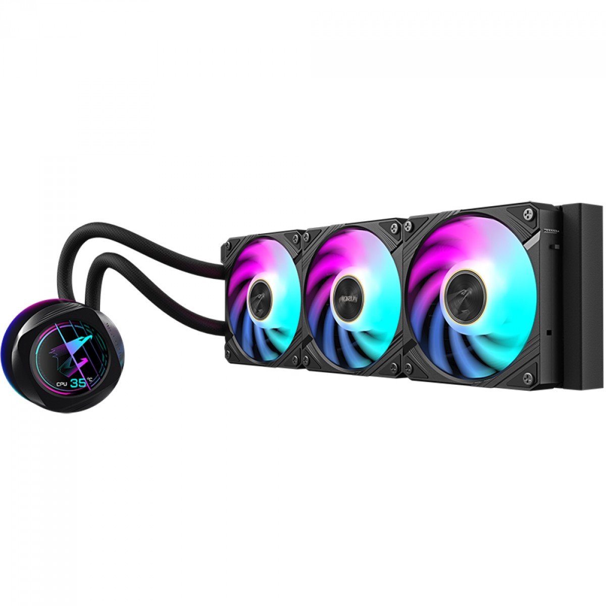 Water Cooler WATERFORCE X II Display LCD Aorus 360, ARGB, 360mm, Intel/AMD, Preto - Imagem 2