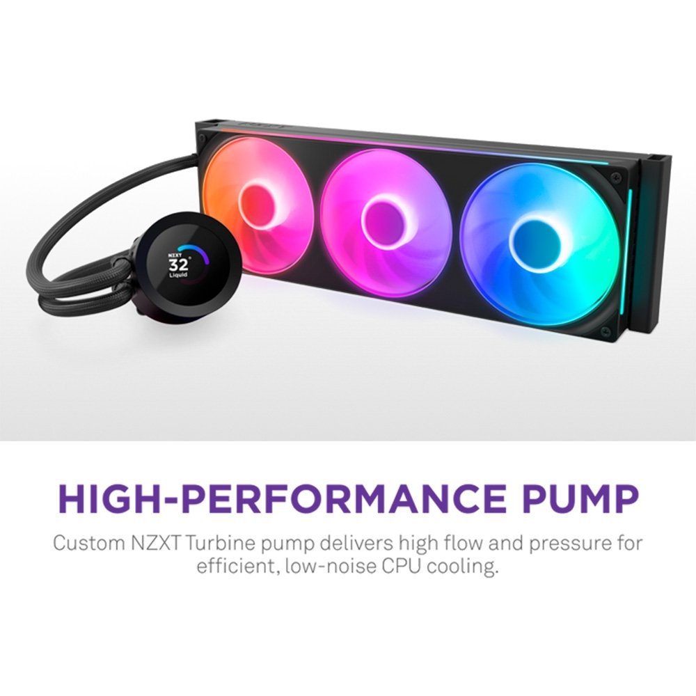 Water Cooler Nzxt Kraken Plus 360 Rgb V2 Preto Aio Display Lcd F360 Rgb Core (Ev) Pwm 360mm - RL-KR360-B2 - Imagem 2