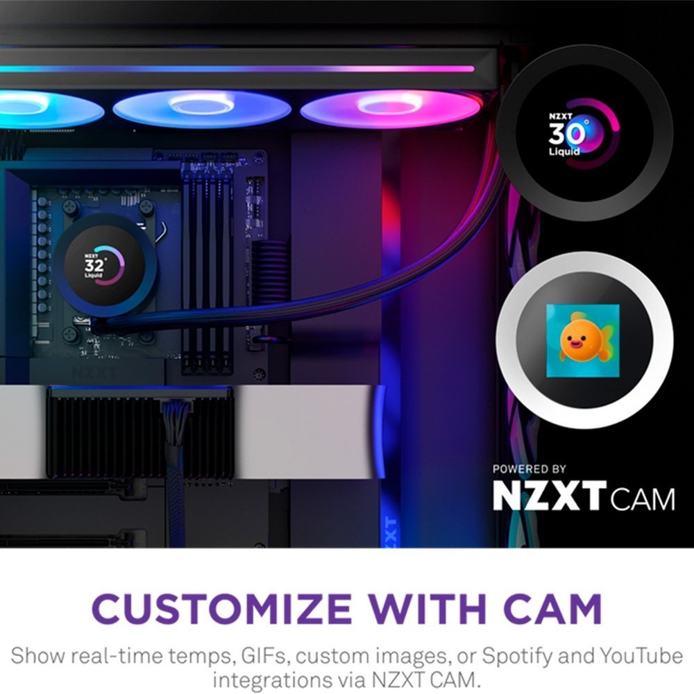 Water Cooler Nzxt Kraken Plus 360 Rgb V2 Preto Aio Display Lcd F360 Rgb Core (Ev) Pwm 360mm - RL-KR360-B2 - Imagem 3