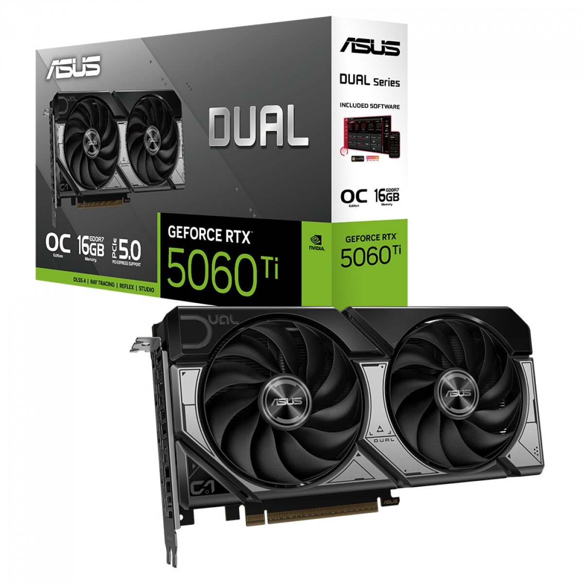 Placa de Vídeo Asus Dual NVIDIA GeForce RTX 5060 Ti OC, 16GB, GDDR7, DLSS, Ray Tracing