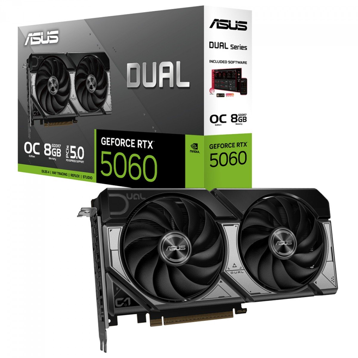 Placa de Vídeo RTX 5060 OC, 8GB Asus Dual NVIDIA GeForce, GDDR7, DLSS, Ray Tracing